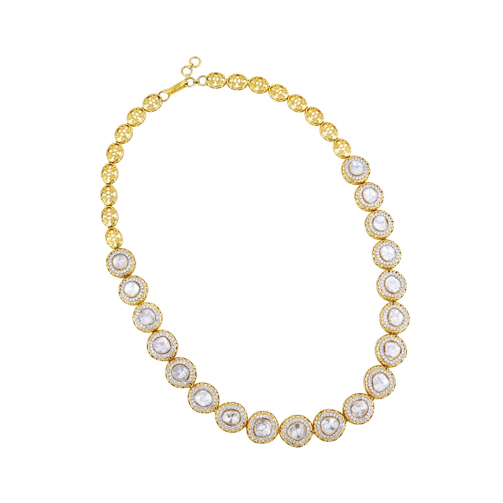 Polki String Necklace with Halo Setting